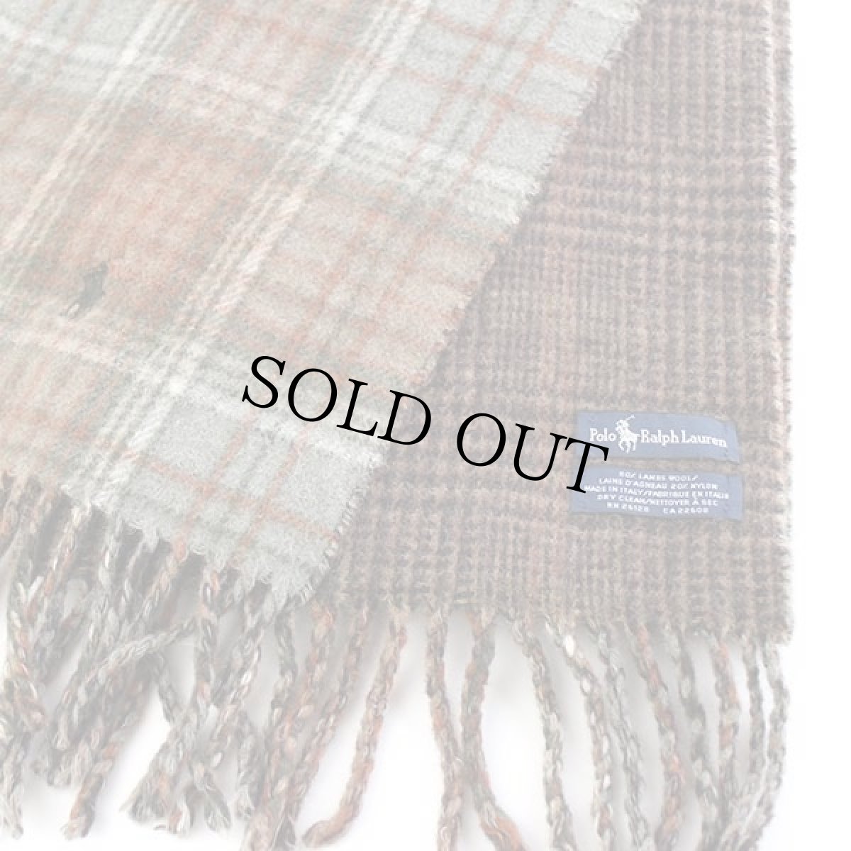 画像4: イタリア製 ポロ ラルフローレン タータンチェック×グレンチェック ラムウール マフラー (4)