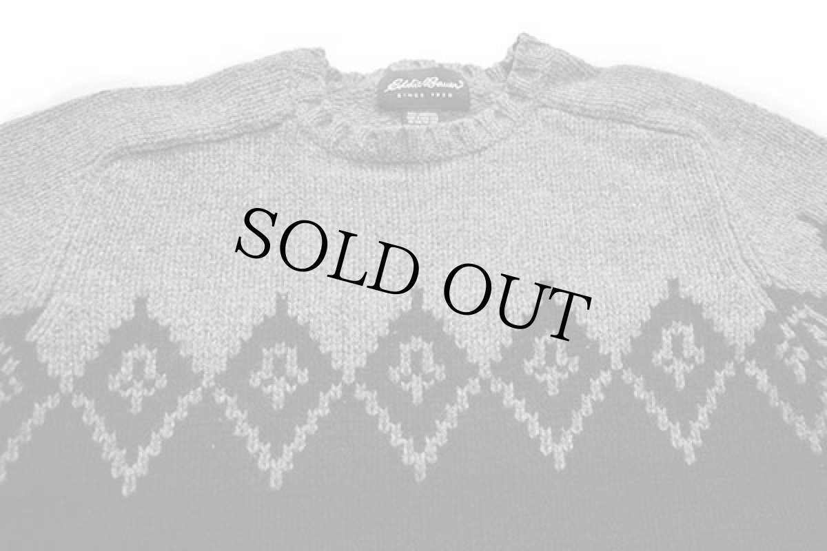 画像3: 00s EddieBauerエディーバウアー ノルディック柄 サドルショルダー ラムウールニット セーター M (3)