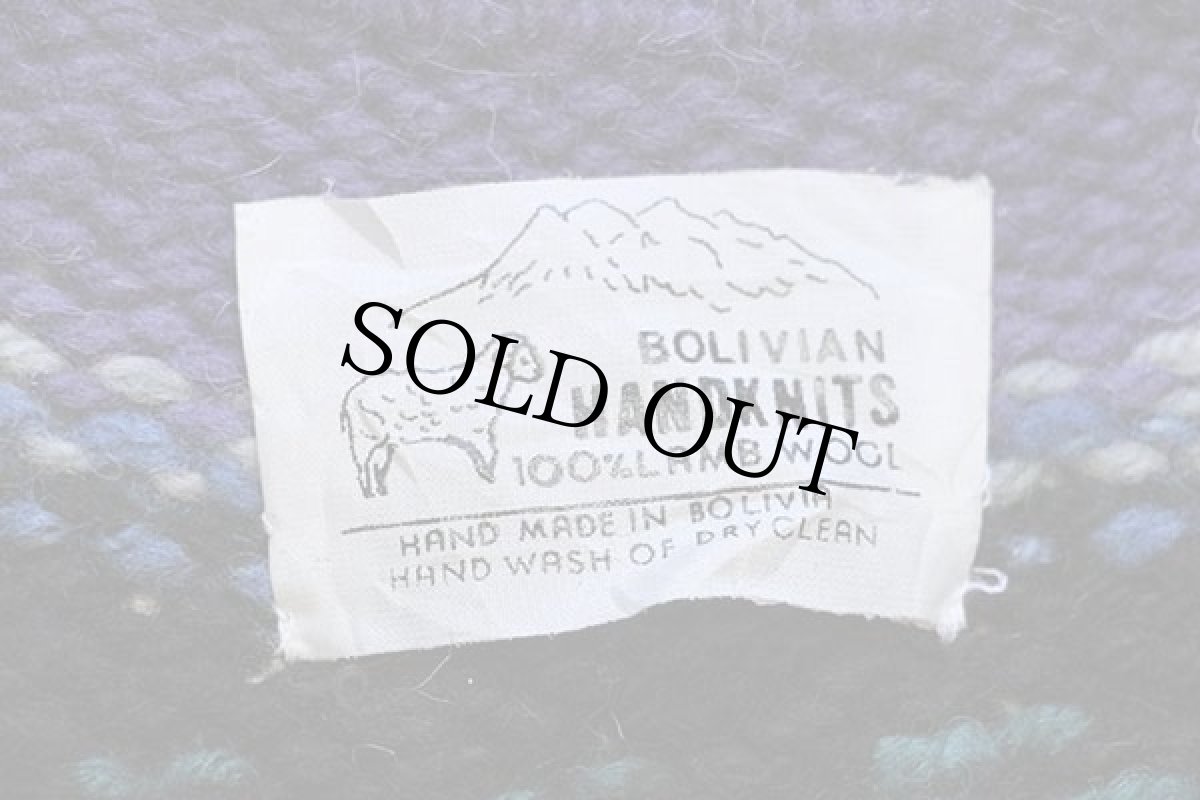 画像4: ボリビア製 BOLIVIAN HANDKNITS 丸ヨーク ノルディック柄 ローゲージ ラムウール ハンドニット カーディガン (4)