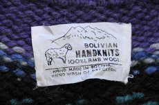 画像4: ボリビア製 BOLIVIAN HANDKNITS 丸ヨーク ノルディック柄 ローゲージ ラムウール ハンドニット カーディガン (4)