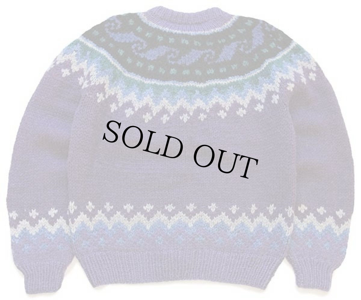 画像2: ボリビア製 BOLIVIAN HANDKNITS 丸ヨーク ノルディック柄 ローゲージ ラムウール ハンドニット カーディガン (2)