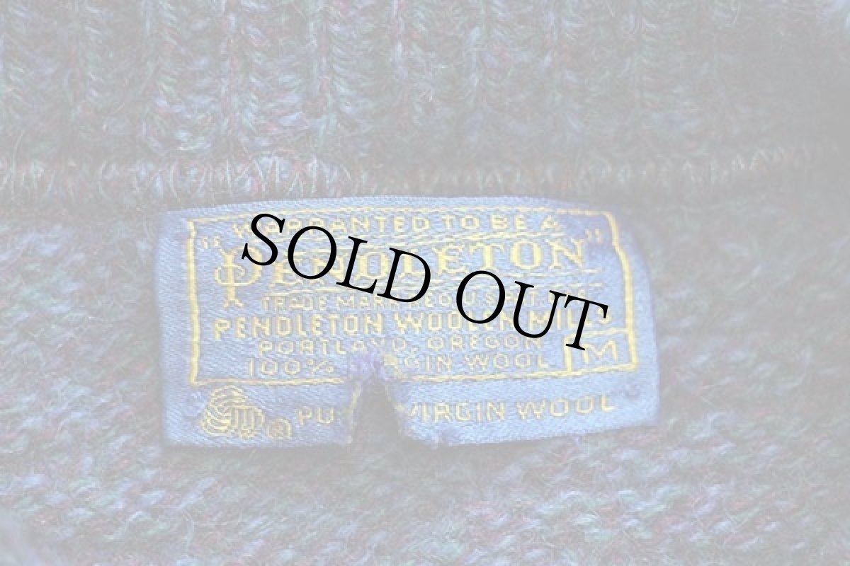 画像4: 70s PENDLETONペンドルトン 編み柄 ウールニット セーター ミックス M (4)