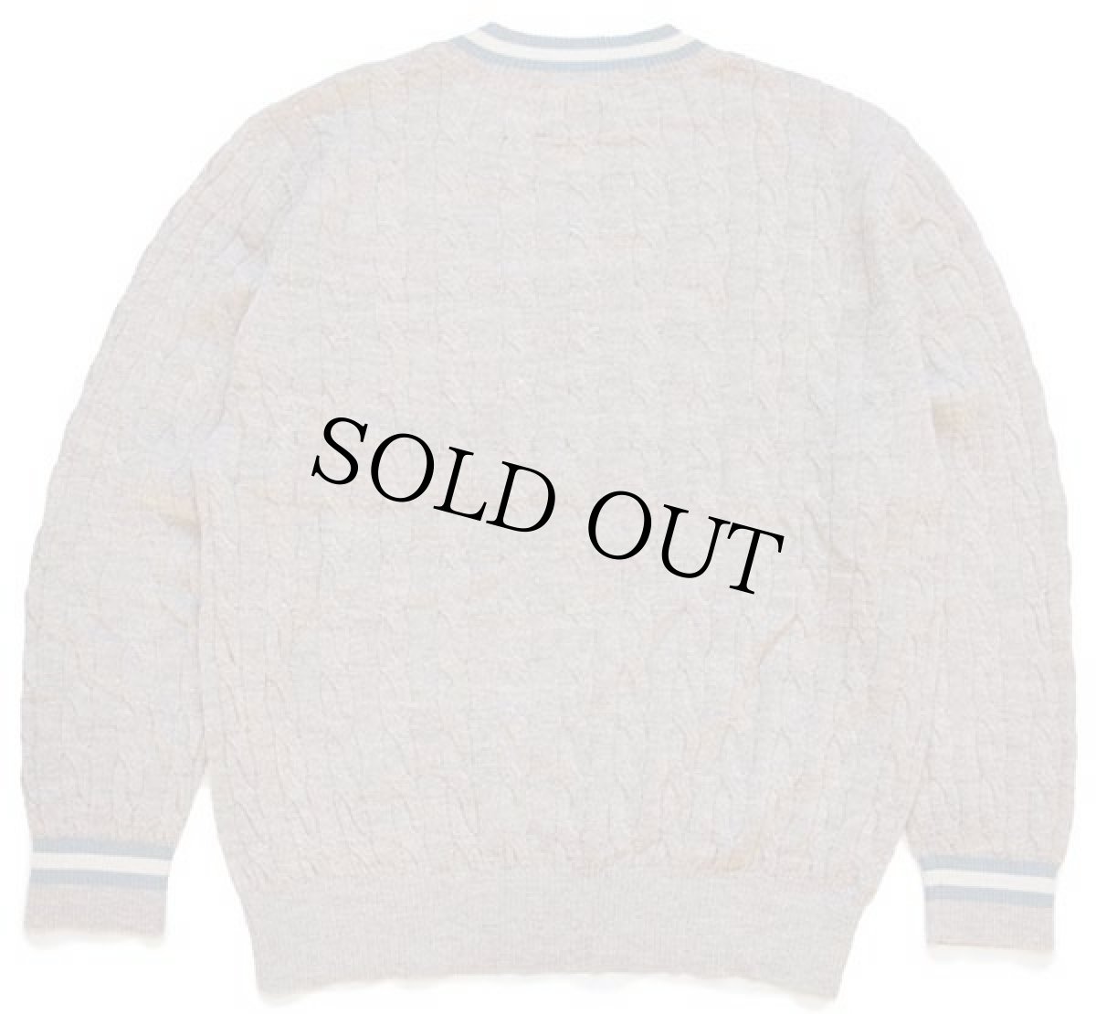 画像2: LACOSTEラコステ Vネック ケーブル編み アルパカニット チルデンセーター ベージュ 4 (2)