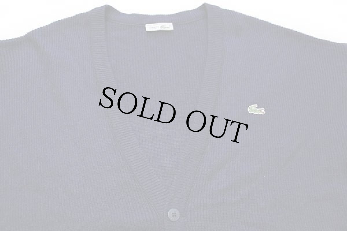 画像3: 70s フランス製 CHEMISE LACOSTE ラコステ ワンポイント パチポケ ウール×アクリルニット カーディガン 紺 4 (3)