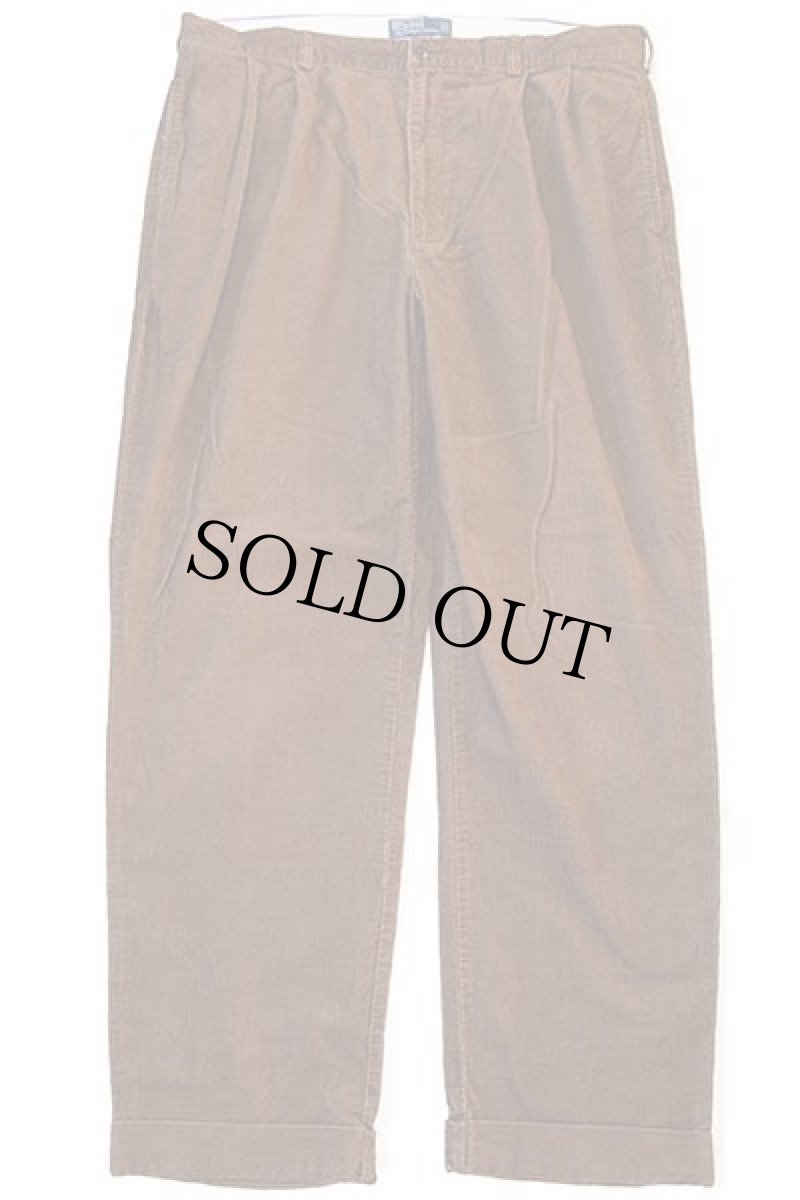 画像2: 90s ポロ ラルフローレン HAMMOND PANT ツータック コットン コーデュロイパンツ 焦げ茶 w38 L32★スラックス (2)