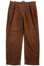 画像2: 90s ポロ ラルフローレン HAMMOND PANT ツータック コットン コーデュロイパンツ 焦げ茶 w38 L32★スラックス (2)