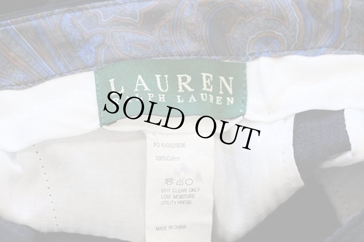 画像6: LAUREN ラルフローレン ツータック コットン 太畝 コーデュロイパンツ ネイビー w33 L30★スラックス (6)