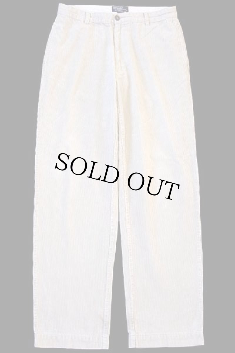 画像2: 90s ポルトガル製 ポロ ラルフローレン KEATING PANT 太畝 コーデュロイパンツ ライトベージュ w33 L32★スラックス (2)