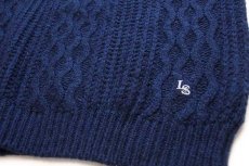 画像5: 90s イタリア製 Levi'sリーバイス ケーブル編み ウール×アクリルニット セーター 紺×青ミックス M★ユーロ (5)