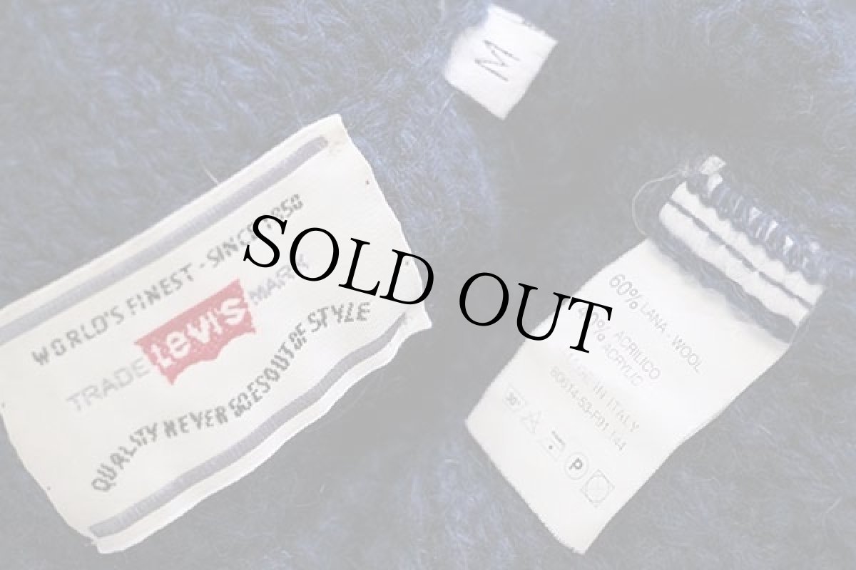 画像4: 90s イタリア製 Levi'sリーバイス ケーブル編み ウール×アクリルニット セーター 紺×青ミックス M★ユーロ (4)