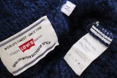 画像4: 90s イタリア製 Levi'sリーバイス ケーブル編み ウール×アクリルニット セーター 紺×青ミックス M★ユーロ (4)