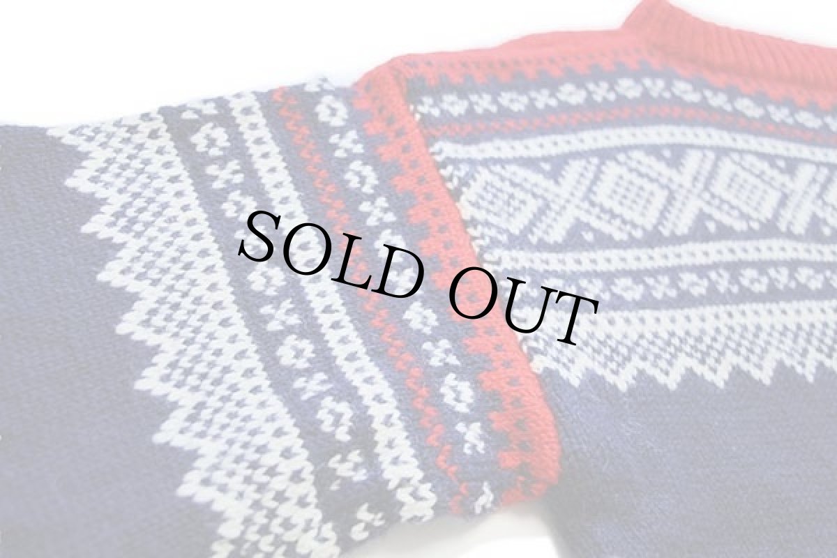 画像4: UNKNOWN ボートネック ノルディック柄 ウール ハンドニット セーター (4)