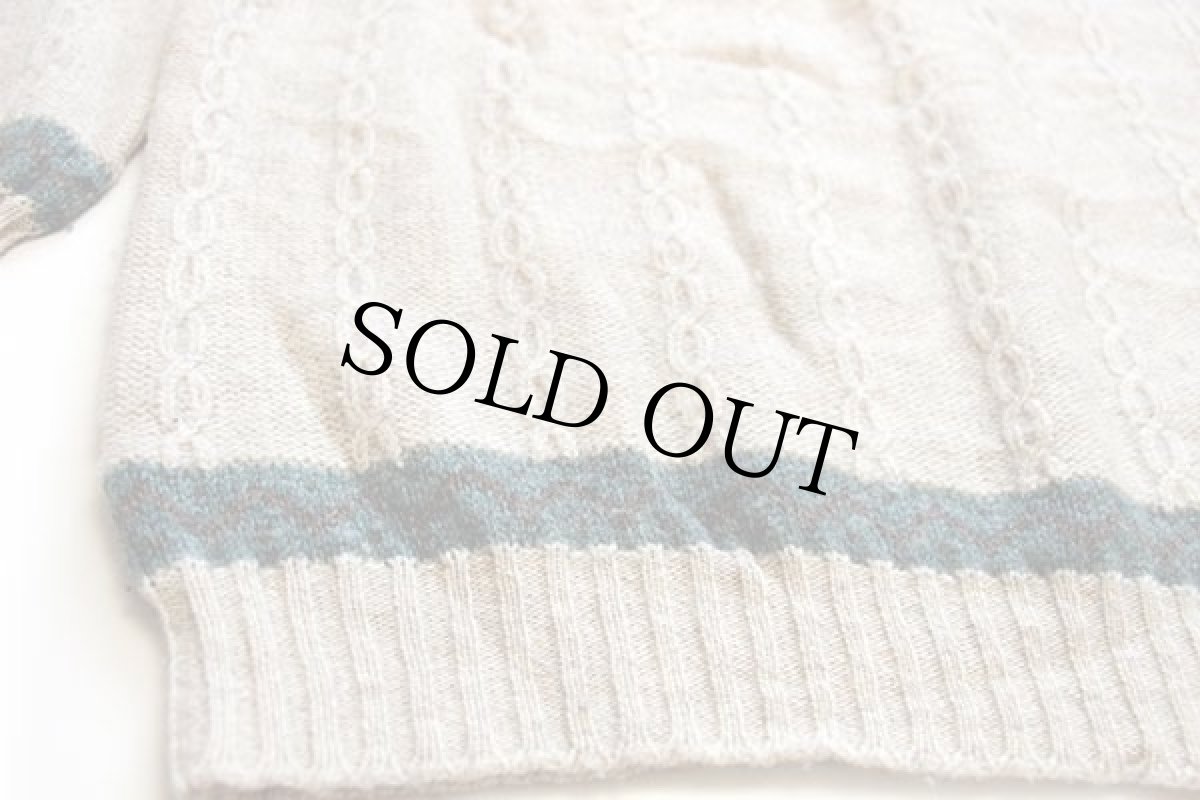 画像5: 90s イタリア製 BENETTONベネトン フェアアイル柄 ケーブル編み 切り替え ウールニット セーター L (5)