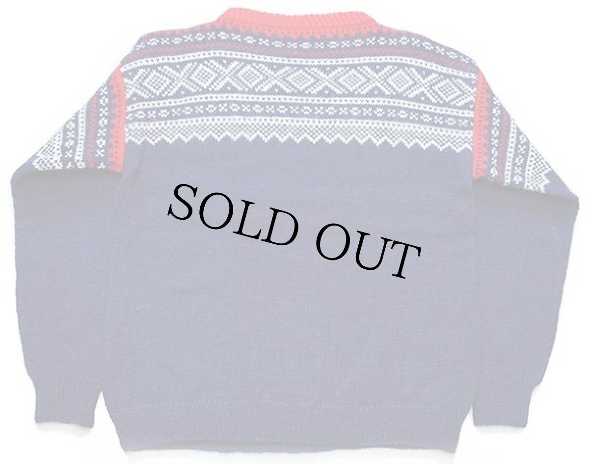 画像2: UNKNOWN ボートネック ノルディック柄 ウール ハンドニット セーター (2)