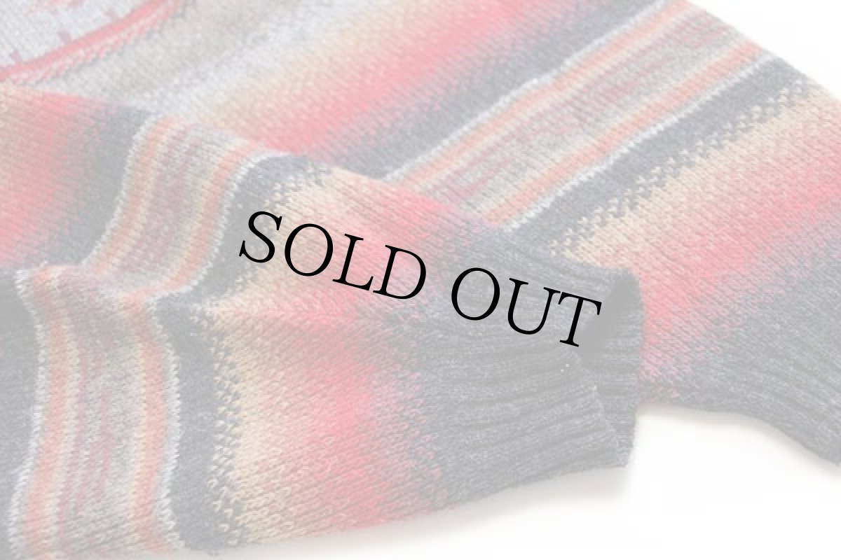 画像6: 90s フランス製 JACQUARD ラグ柄 ウール×アクリルニット カーディガン M (6)