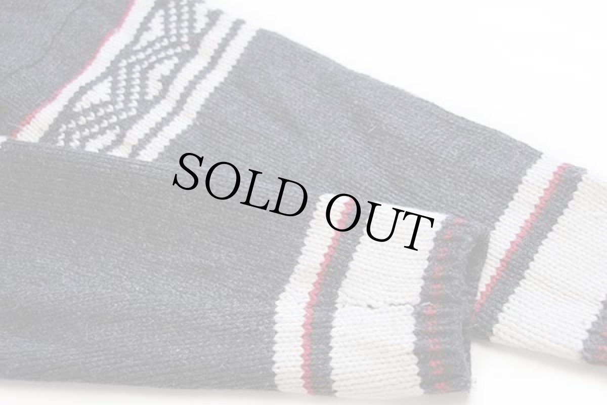 画像6: 90s JONES WEAR ノルディック柄 アクリル×ウールニット パーカー チャコールグレー L (6)