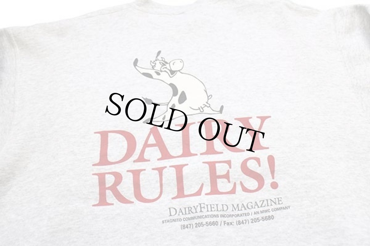 画像4: 90s USA製 FOOD EXPO 97 DAIRY RULES! 牛 両面プリント スウェット 杢ライトグレー XL (4)