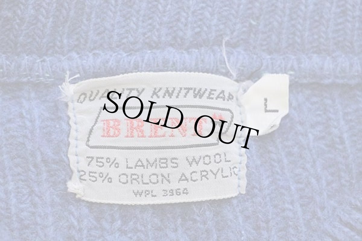 画像4: 60s MONTGOMERY WARD BRENT 無地 ラムウール×アクリルニット セーター 青 (4)