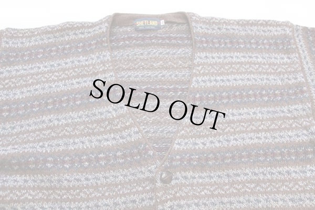 画像3: 90s SHETLAND フェアアイル柄 ウールニット カーディガン 54 (3)