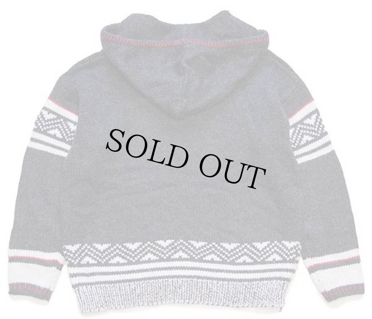 画像2: 90s JONES WEAR ノルディック柄 アクリル×ウールニット パーカー チャコールグレー L (2)