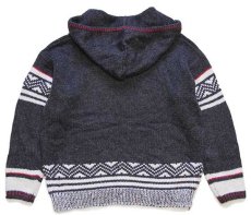 画像2: 90s JONES WEAR ノルディック柄 アクリル×ウールニット パーカー チャコールグレー L (2)