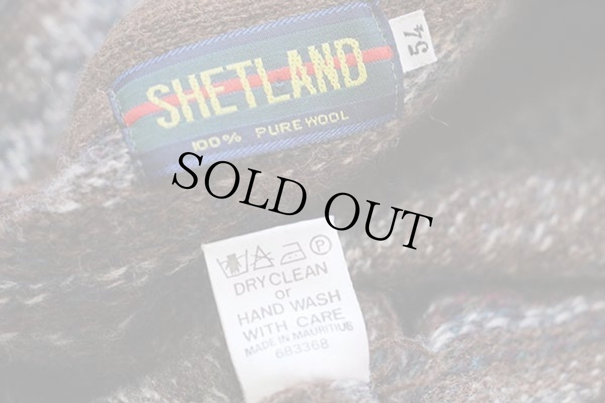 画像4: 90s SHETLAND フェアアイル柄 ウールニット カーディガン 54 (4)