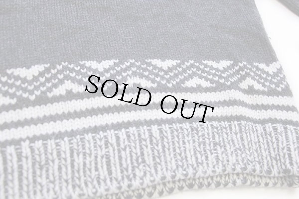 画像5: 90s JONES WEAR ノルディック柄 アクリル×ウールニット パーカー チャコールグレー L (5)