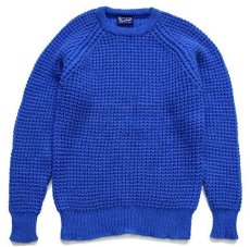 画像1: 80s Resaknit ウール ポップコーンニット セーター ブルー M (1)