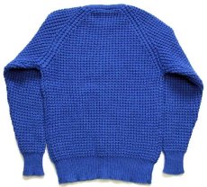 画像2: 80s Resaknit ウール ポップコーンニット セーター ブルー M (2)