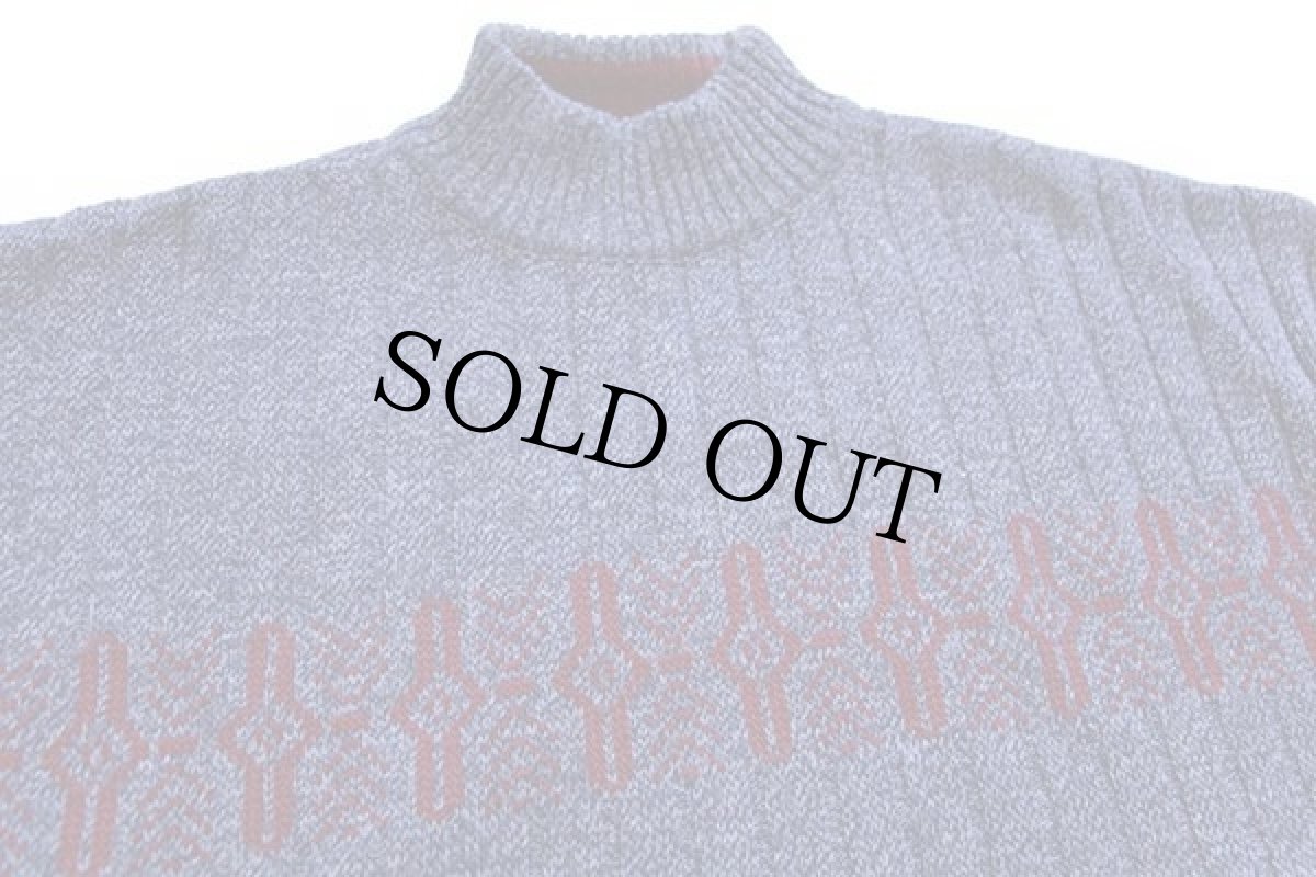 画像3: 90s イタリア製 UNKNOWN モックネック ウール×アクリルニット セーター ネイビー ミックス XL (3)