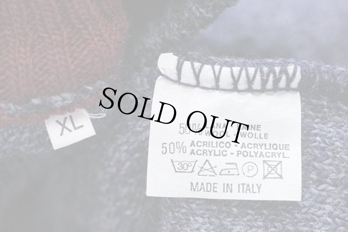 画像5: 90s イタリア製 UNKNOWN モックネック ウール×アクリルニット セーター ネイビー ミックス XL (5)