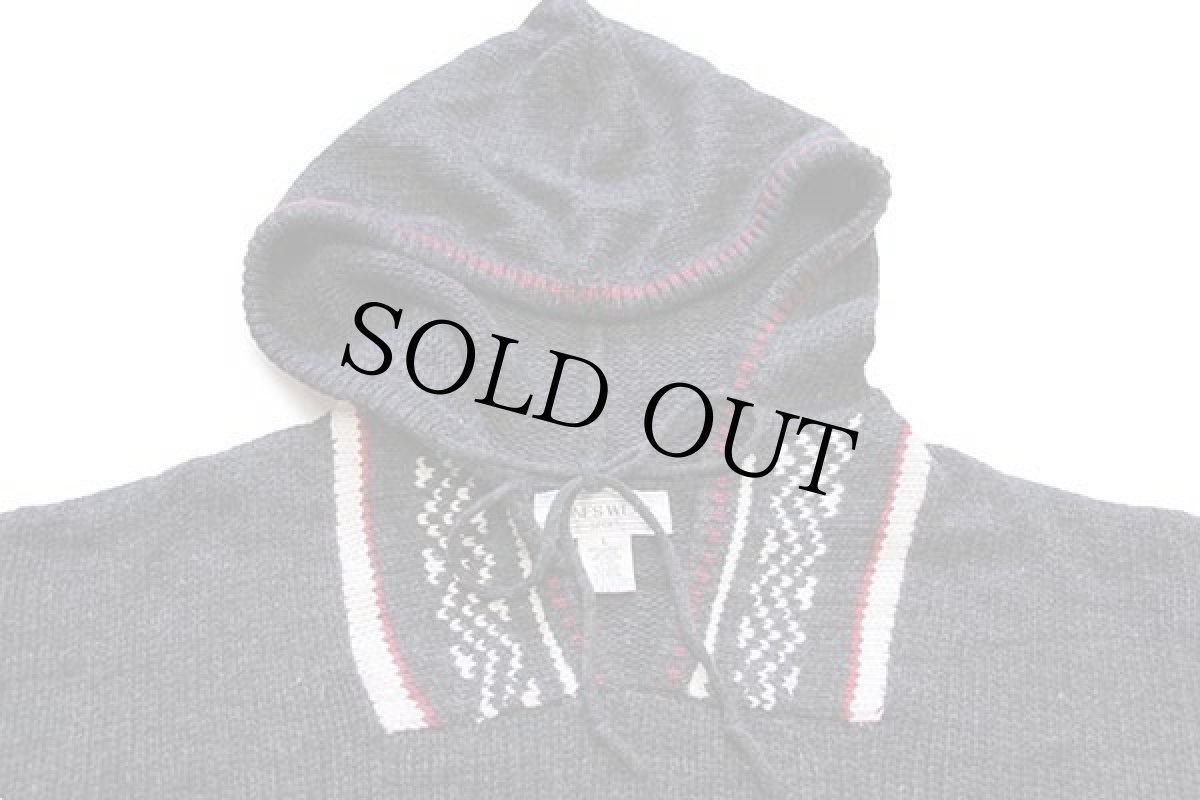 画像3: 90s JONES WEAR ノルディック柄 アクリル×ウールニット パーカー チャコールグレー L (3)