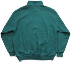 画像2: 90s USA製 Cross Creek 無地 ハイネック ハーフジップ スウェット 緑 XL★ブランク (2)