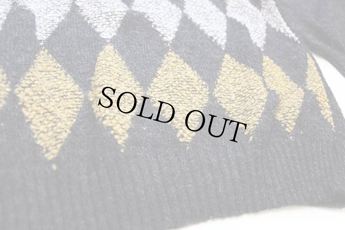 画像5: 90s UNKNOWN ダイヤ柄 アクリル×ウールニット セーター チャコールグレー 52/54 (5)