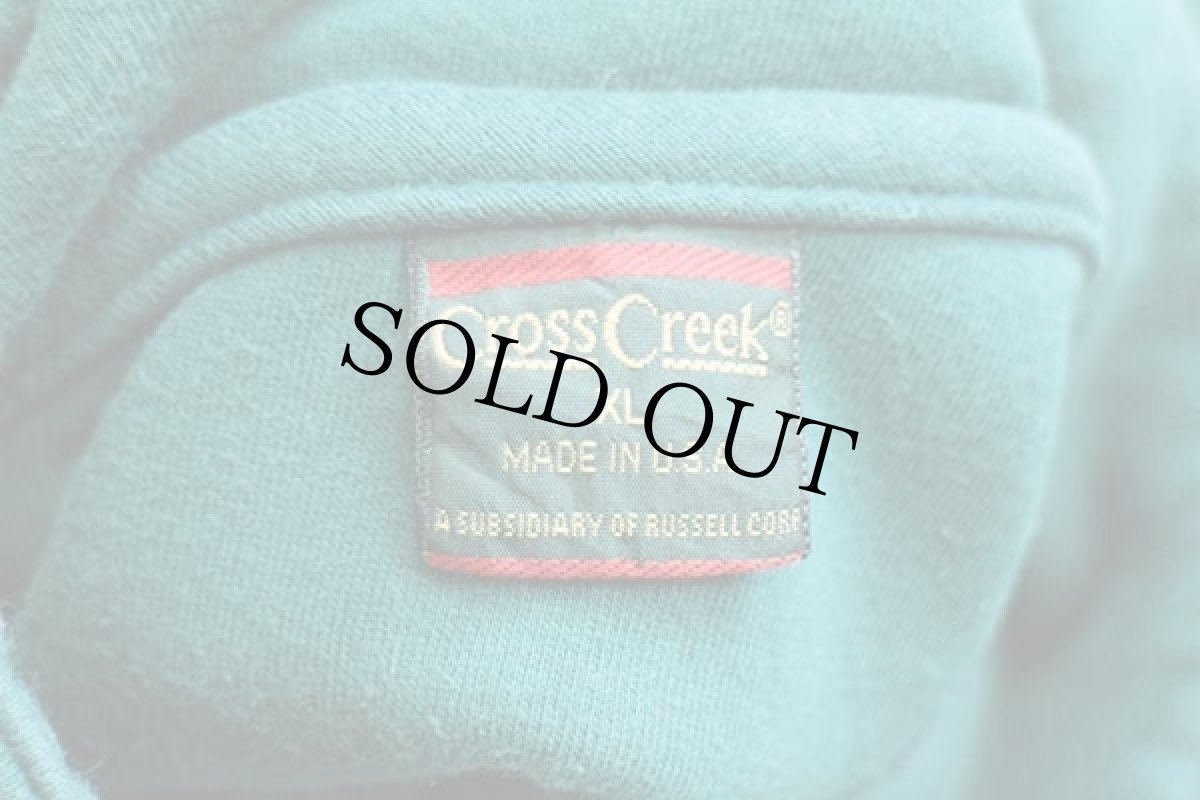 画像4: 90s USA製 Cross Creek 無地 ハイネック ハーフジップ スウェット 緑 XL★ブランク (4)