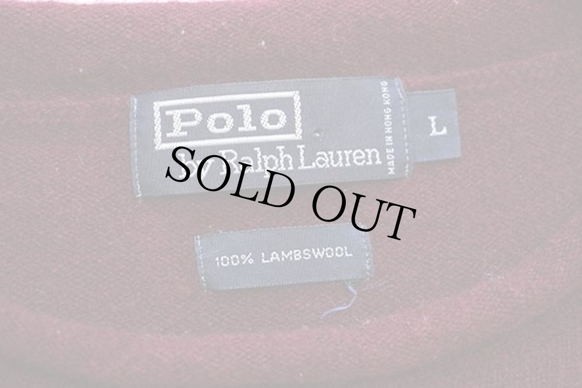 画像4: 90s ポロ ラルフローレン ワンポイント ロールネック ラムウールニット セーター バーガンディ L (4)