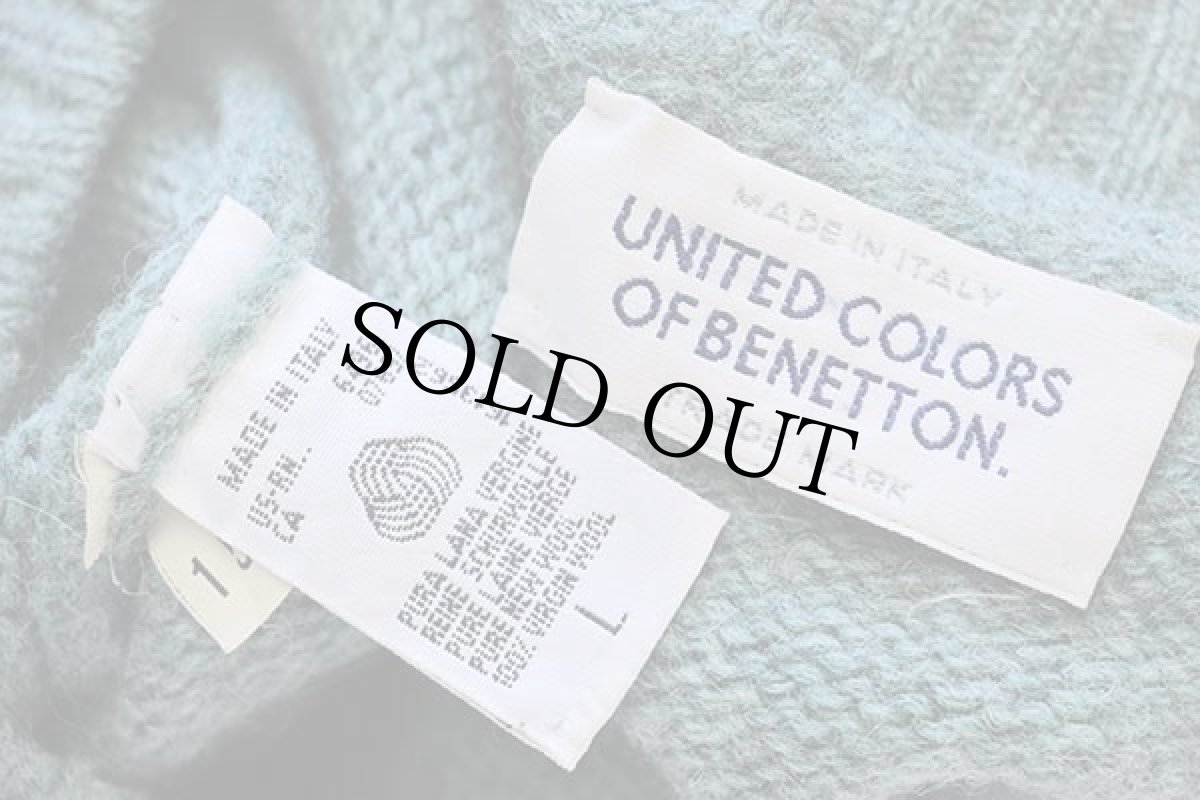 画像4: 90s イタリア製 BENETTONベネトン フェアアイル柄 ケーブル編み 切り替え ウールニット セーター L (4)