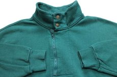 画像3: 90s USA製 Cross Creek 無地 ハイネック ハーフジップ スウェット 緑 XL★ブランク (3)