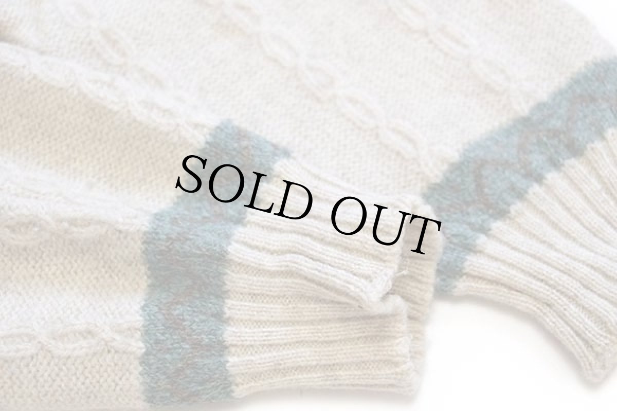 画像6: 90s イタリア製 BENETTONベネトン フェアアイル柄 ケーブル編み 切り替え ウールニット セーター L (6)