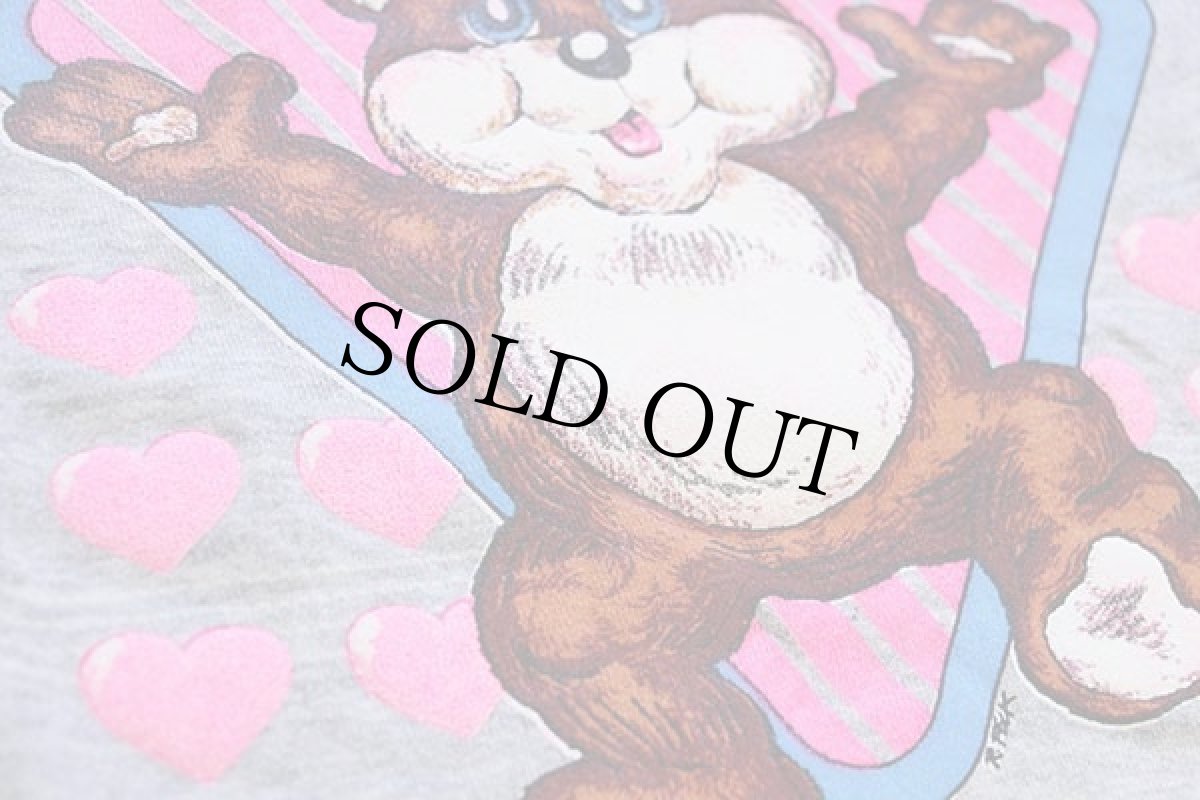 画像4: デッドストック★80s USA製 DON'T JUST STAND THERE HUG ME! ベア スウェット 杢グレー (4)