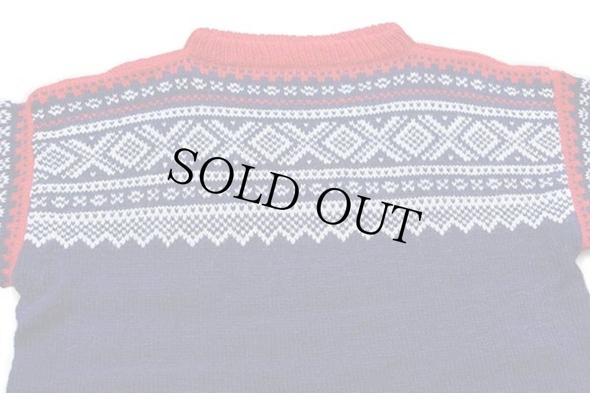 画像3: UNKNOWN ボートネック ノルディック柄 ウール ハンドニット セーター (3)