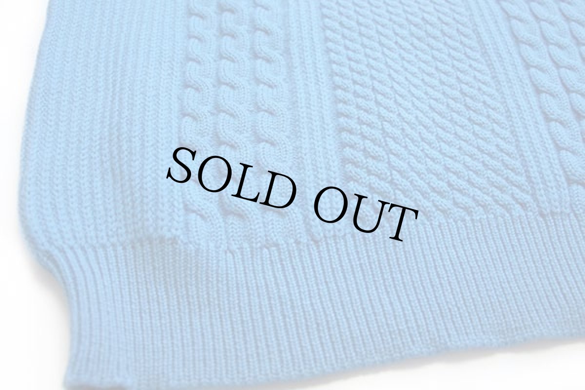 画像5: 90s イタリア製 maring yachting ケーブル編み サドルショルダー ウールニット セーター 青 V (5)