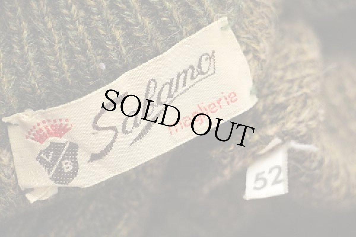 画像4: 80s Sabamo マルチカラー 太ボーダー モックネック ローゲージ ウールニット カーディガン 52 (4)