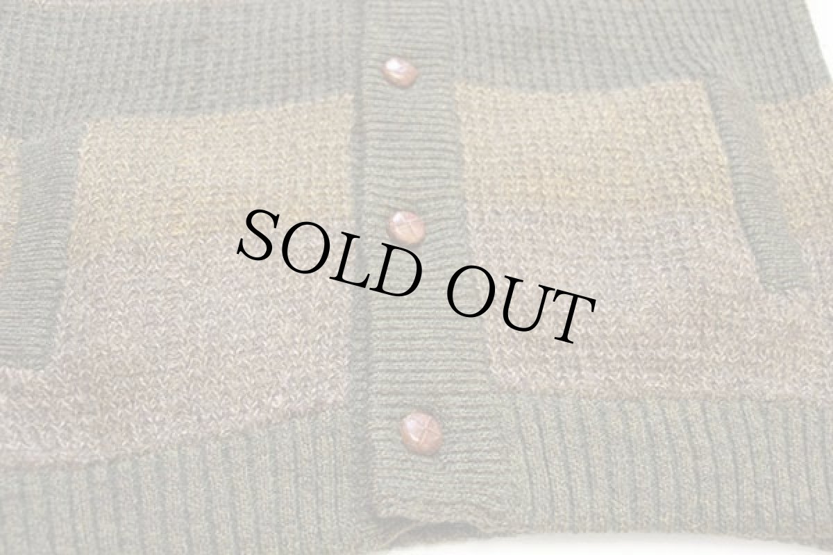 画像6: 80s Sabamo マルチカラー 太ボーダー モックネック ローゲージ ウールニット カーディガン 52 (6)