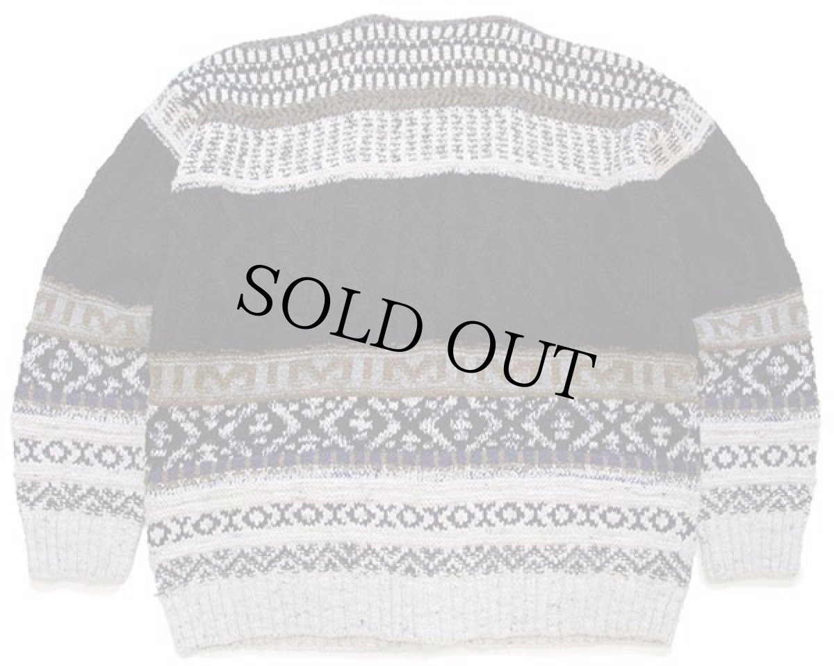 画像2: 90s イタリア製 FIUME 編み柄 デザイン ウール×アルパカ混 ニット カーディガン 48 (2)