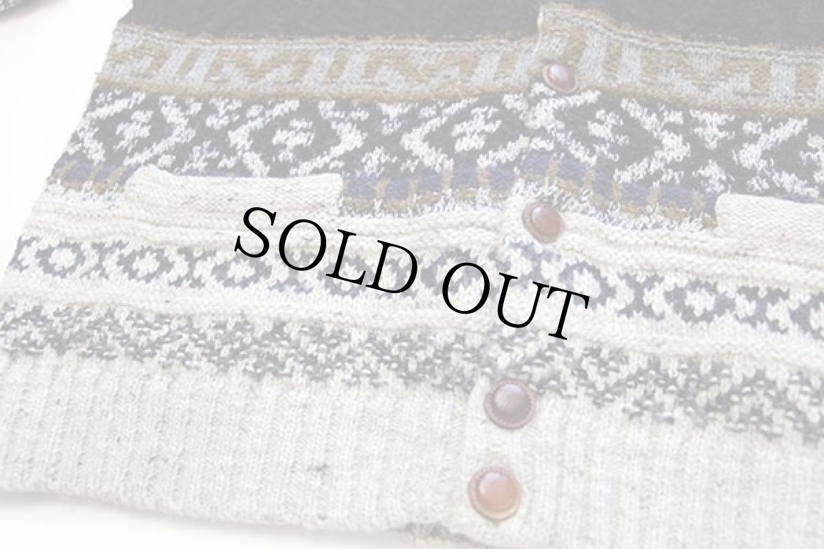 画像5: 90s イタリア製 FIUME 編み柄 デザイン ウール×アルパカ混 ニット カーディガン 48 (5)