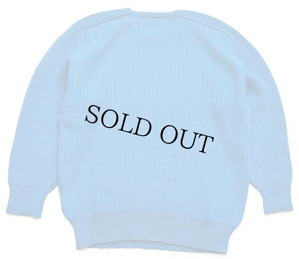 画像2: 90s イタリア製 maring yachting ケーブル編み サドルショルダー ウールニット セーター 青 V (2)