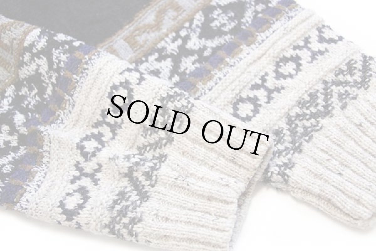 画像6: 90s イタリア製 FIUME 編み柄 デザイン ウール×アルパカ混 ニット カーディガン 48 (6)