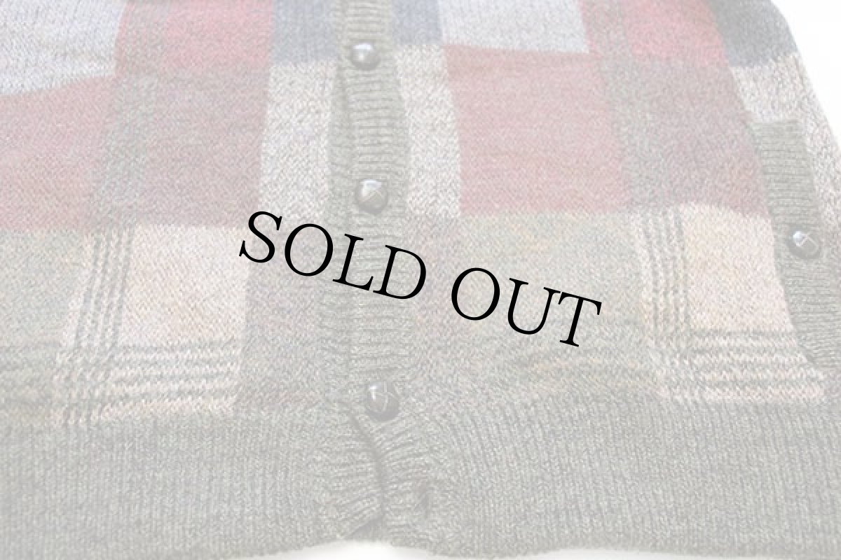 画像5: 80s イタリア製 UNKNOWN パッチワーク柄 モックネック アクリル×ウール×キッドモヘヤニット カーディガン 5 (5)