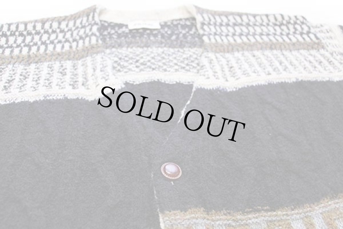 画像3: 90s イタリア製 FIUME 編み柄 デザイン ウール×アルパカ混 ニット カーディガン 48 (3)